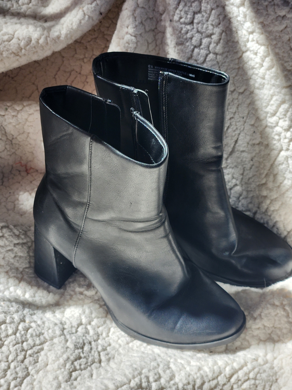 A New Day Black Women's Ankle Boots - Sleek Zip Heel Boot 6.5 M